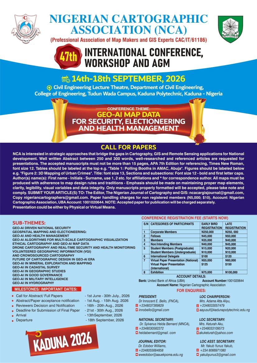 NCA 47th International Conference, Workshop and AGM Kaduna 2026 flyer